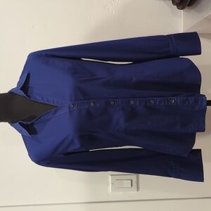 Express Deep Royal Blue Fitted Button-Down Shirt